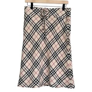 Burberry London Linen Skirt US Size 6 UK Size 8 Lined Tartan